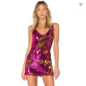 Free People Seeing Double Sequin Dress, Pink/Gold